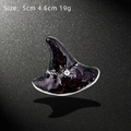 Halloween witch hat brooch with black enamel, red sequins, and a crystal spider detail - Black Witch Hat with Colorful Rhinestones