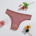 Breathable cotton ribbed high waist panties in lotus pink with Sweet letter waistband - Pink Red