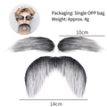 Detailed size view of gray and black gradient fake mustache and eyebrow costume set - Eyebrows And Mustache Set / Grey and White Mixed