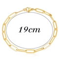 Detalle de una pulsera de cadena de clip dorada de 19cm con cierre de mosquetón - Dorado / 19cm