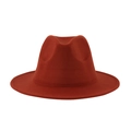 Classic rust orange wool fedora hat with wide brim and elegant minimalist crown design - One Size (58cm) / Brick Red