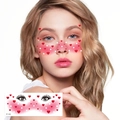 Waterproof face tattoo stickers with red hearts and white dots design model FF-033 - Red Heart Dot Style (F-033)