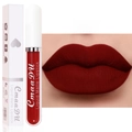 Détails du rouge à lèvres liquide mat CmaaDu rouge foncé 17 avec emballage et test lèvre - 17#