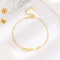 Bracciale minimalista in argento sterling 925 dorato con perline e catena veneziana - Argento 925 Placcato Oro / Oro