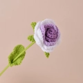 Handmade crochet gradient purple rose flower with delicate knit texture and green leaves - Purple Gradient Rose