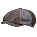 Berretto newsboy classico patchwork in tweed a spina di pesce da uomo per l'autunno - Patchwork a Spina di Pesce