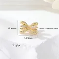 Chiusura a fiocco placcata oro 14k con zirconi per gioielli fai da te, 16mm x 11mm - Oro 14K / Zircone Chiaro