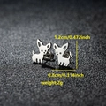 Polished stainless steel Chihuahua dog stud earrings for women with dimension metrics - Chihuahua Shape (090 Steel)