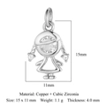 Pendentif fille en cuivre et zircone argenté pour la création de bijoux DIY - Fille Argent-VB205