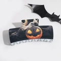 Detail of Halloween hair claw clip featuring pumpkin lantern and smoke patterns on black - Black Devil Pumpkin