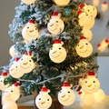 Festive warm white LED string lights featuring cute snowman with red hats for Christmas - Christmas Snowman Head