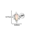 Titanium flat back stud with pear-shaped opal and zircon flower design in silver color - Silver Pear Shape Opal Style (T2560-4#Silver)