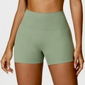 Short de yoga vert sauge à taille haute avec gainage et effet push-up fessier - Vert Basilic