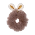 Brown faux fur scrunchie with cute rabbit ears on a clean white background - Brown Bunny Ears