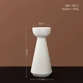Moderne weiße Keramikvase HP-1511 mit horizontaler Textur und 23cm Höhe - Matte Gerippte Vase HP-1511