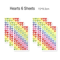 Set of 6 rainbow heart decorative stickers for DIY scrapbooking, size 15x9.3cm - Heart (6 Sheets)