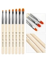7-piece set of nail art brushes with orange synthetic bristles and gold glitter handles - Gold Oval Flat UV Gel Brushes (7Pcs)