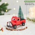 Christmas red metal car ornament with snowy pine tree, holiday decor 11x10x5.5cm - Iron Vintage Christmas Car