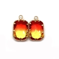 Rectangular faceted natural stone pendants with red-yellow gradient and gold-plated edges - 11x18mm / No. 15 (Red Yellow Gradient)