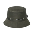 Close-up of olive green fishing hat with adjustable sport drawstring and ventilation holes - 58cm / Army Green