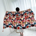 Ethnic style red beach shawl with Japanese Ukiyo-e print and fringe details - Dark Violet-Ukiyo-e Figure Tassel / 180cm / Dark Violet