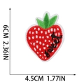 Detailed size chart showing 6x4.5cm dimensions for strawberry fruit embroidered patch - Sweet Strawberry (W25SG-08-23)