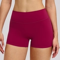 Pantaloncini yoga fitness magenta a vita alta con tessuto senza cuciture ed effetto push-up - Rosso Lampone