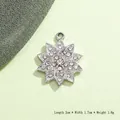 Silver snowflake pendant with crystals for DIY jewelry, 2cm x 1.7cm alloy charm - Silver Star Flower