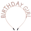 Cerchietto Birthday Girl oro rosa con strass brillanti per festa di compleanno - Fascia Oro Rosa Singola