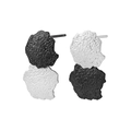 Irregular geometric S925 sterling silver stud earrings with black hammer texture finish - 925 Silver / Black + Silver