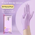 Plum purple nitrile gloves 50-pack, 9-inch durable household cleaning latex-free gloves - 9 Inch (Approx 24cm)/50 Pcs / Purple / M