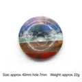 Flat round 7 chakra natural stone pendant 40mm diameter with multi-layered colorful crystals - 40mm Donut 7mm Hole