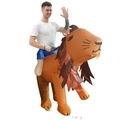 Inflatable adult lion costume for parties with realistic mane and riding effect design - Riding A Lion / One Size