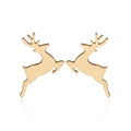 Polished golden reindeer stud earrings for Christmas season on white background - Gold