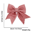 Pink glitter bow Christmas tree ornament dimensions detail showing 36cm width and 49g weight - Size 2 (36x34cm) / Pink