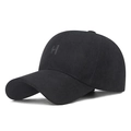 Berretto da baseball in velluto nero con lettera H ricamata e fodera calda interna - Regolabile / Nero con ricamo nero