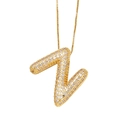 Collier doré avec pendentif lettre Z cursive en 3D serti de zircons cubiques brillants - Lettre Z