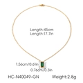 Details zur Goldkette mit grünem Zirkon-Anhänger inklusive Maßen und 45cm Kettenlänge - Goldene Halskette Mit Rechteckigem Gründem Edelsteinanhänger (HC-N40049-GN)