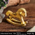 Yellow vintage wooden rocking horse figurine tabletop ornament for home decor - Yellow