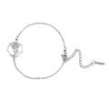 Birth flower charm bracelet in silver stainless steel with hollow poppy pendant - Lotus / Silver