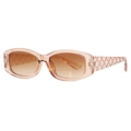 Ovale Sonnenbrille mit champagnerfarbenem Rahmen und rautenförmig strukturierten Bügeln - Champagner Tee