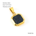 Golden stainless steel geometric square pendant featuring a blue goldstone star inlay - Gold Blue Sandstone