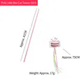Pink bee teaser wand toy with elastic string, colorful ribbons, and metal bell for cats - Pink Bee