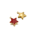 Golden five-pointed star pendants with red zircon inlay for DIY jewelry design - 13mm/5pcs per pack / 13mm Gold Star-Red