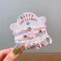 Three-piece acrylic beaded bracelet set for girls with colorful Christmas charms and card - 39# Snowman