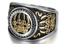 Anello vichingo con artiglio d'orso in acciaio inossidabile tricolore vintage - US 7 / Bicolore (Oro e Argento)
