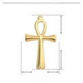 Detailed size specifications for gold Ankh cross pendant in stainless steel material - Classic Ankh Cross / Gold