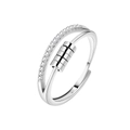Anti-Stress-Ring aus Silber mit Zirkoniasteinen und beweglichen Perlen für Damen - 740 Stahlperlenring - Silber