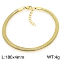 Flat golden stainless steel snake chain bracelet 180mm with lobster clasp and extender - Gold Bracelet (180x4mm) (KB208471-GC)