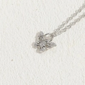 Elegant butterfly zircon pendant necklace in silver finish with white sparkling crystals - Butterfly Zirconia Style 2 White Gold